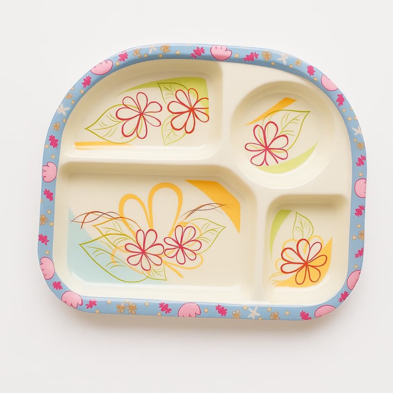 Cute Baby Melamine Plate 4 Compartment Feeding Dish