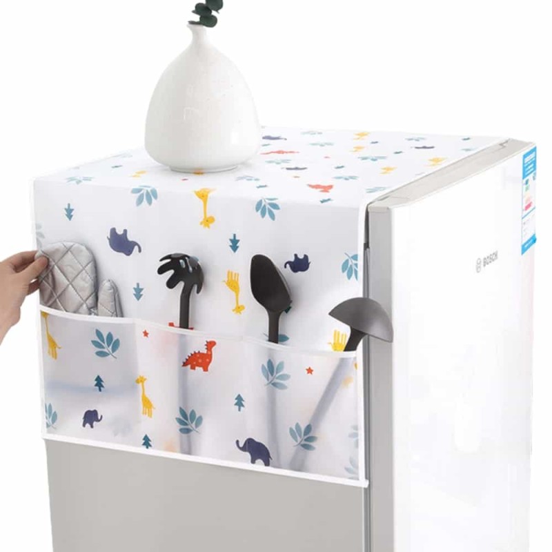 "PEVA Fridge Cover, Dustproof Cloth, Hang Bag Storage, Single Door Fridge Protection Cover"