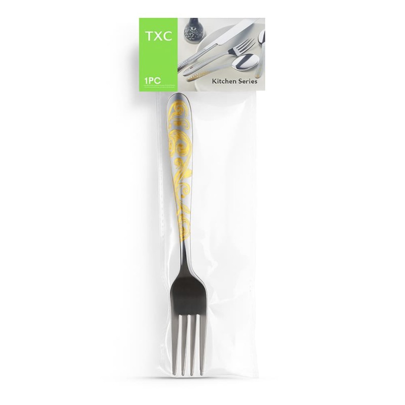 TXC Stainless Steel Spoon & Fork Set – Gold Design 12pcs