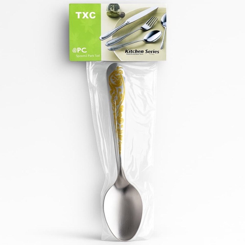 TXC Stainless Steel Spoon & Fork Set – Gold Design 12pcs