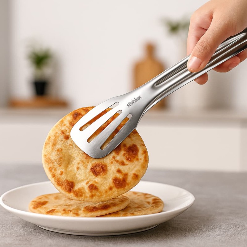 Stainless Steel Food Serving Tong 30cm – Large Size Turner & Roti Chimta | Durable Kitchen Tongs for Cooking & Serving