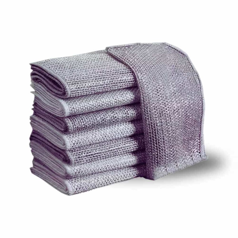 "Double-Sided Silver Wire Dishwashing Cloth, Non-Stick Oil Cleaner, Kitchen Utensils & Stove Steel Wire Rag (3pcs)"