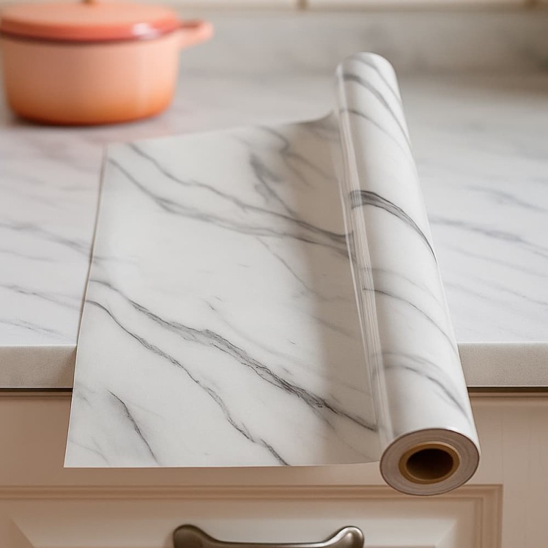 Marble PVC Waterproof Self Adhesive Wallpaper – Kitchen Cabinet, Table & Furniture Renovation