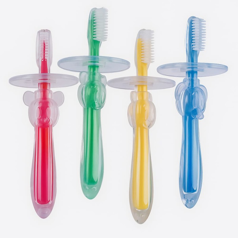 Baby Teether & Training Toothbrush – Safe Bendable Food-Grade Silicone (Multicolor, 1pcs)