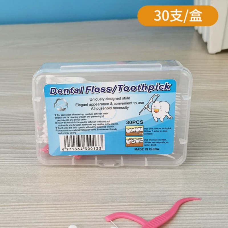 Dental Floss Toothpick (30pcs Box) – Disposable Interdental Cleaning Sticks