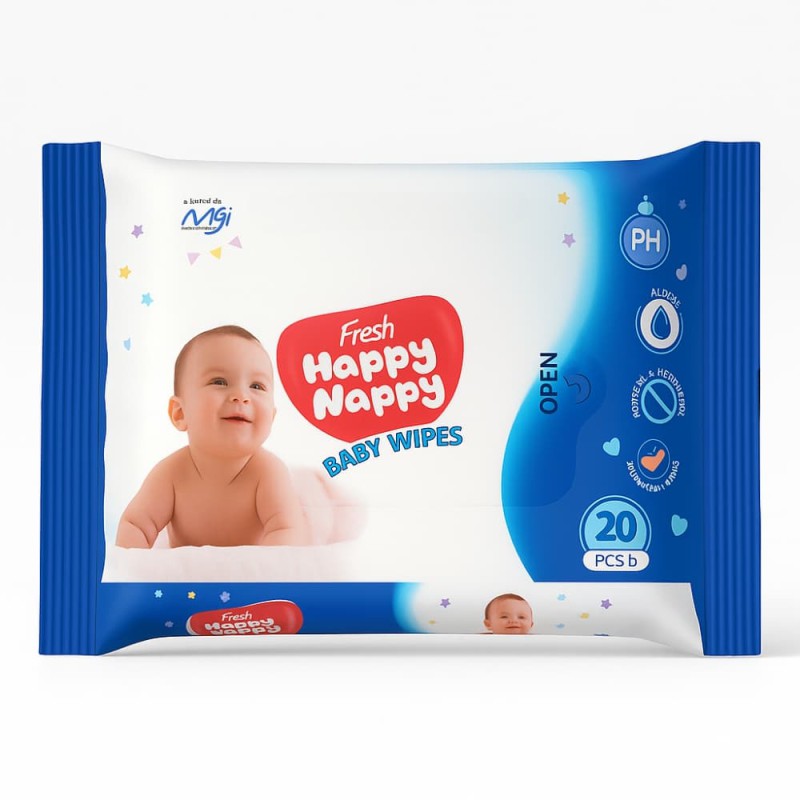 Fresh Happy Nappy Baby Wipes (Pouch Pack) 20pcs