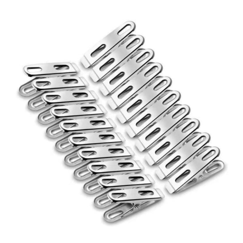 20pcs Stainless Steel Clothes Clips | Strong Windproof Cloth Hanger