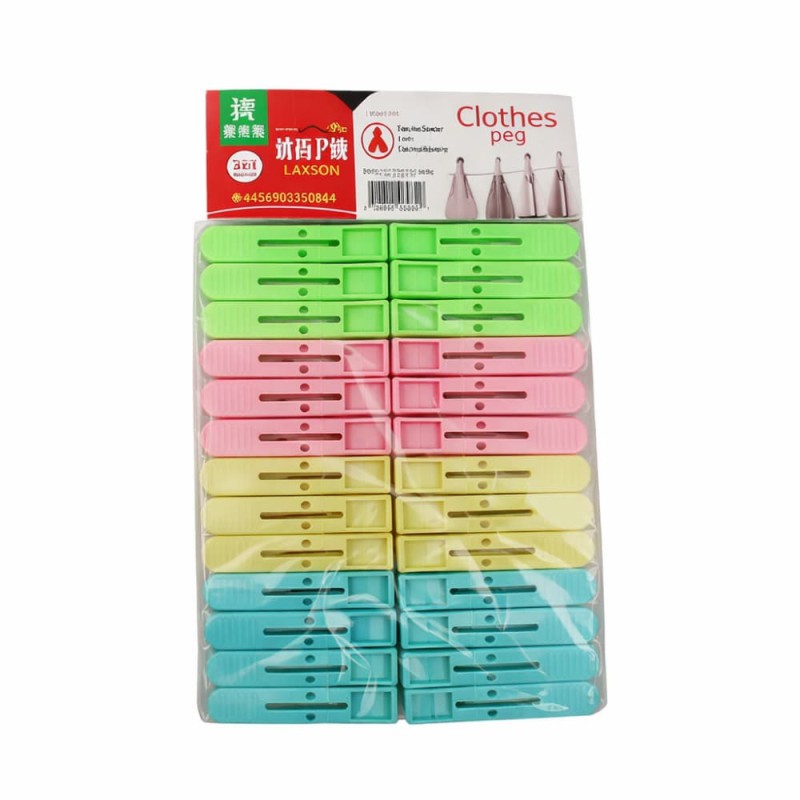 24 Pcs Colorful Clothes Peg Set – Strong Grip Plastic Clips