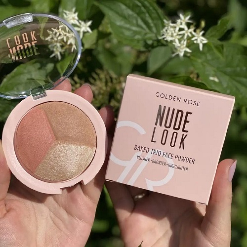 Golden rose Nude look baked trio face powder