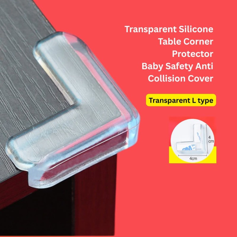 Transparent Silicone Table Corner Protector Baby Safety Anti Collision Cover ( L type )