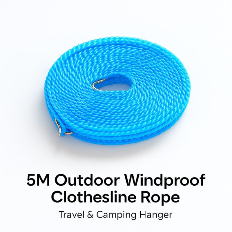 5M Outdoor Windproof Clothesline Rope – Travel & Camping Hanger
