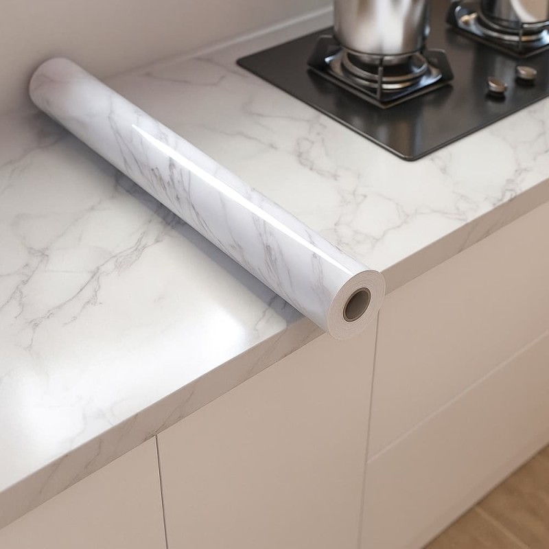 Marble PVC Waterproof Self Adhesive Wallpaper – Kitchen Cabinet, Table & Furniture Renovation
