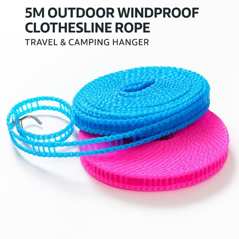 5M Outdoor Windproof Clothesline Rope – Travel & Camping Hanger