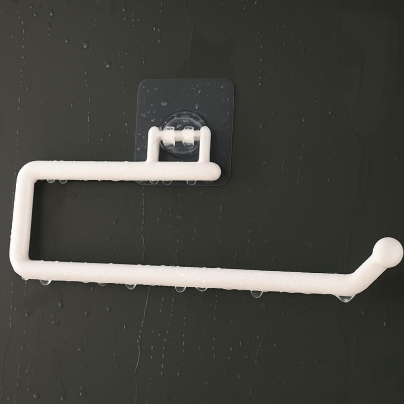 Punch-Free Kitchen Tissue & Paper Roll Holder – Cabinet Storage Rack Organizer