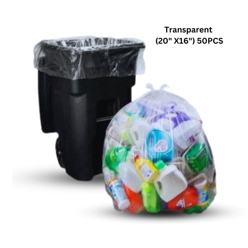 Transparent 20x16 Trash Bag, 50 Pieces, Polybag, Garbage Bag, Garbage Bag