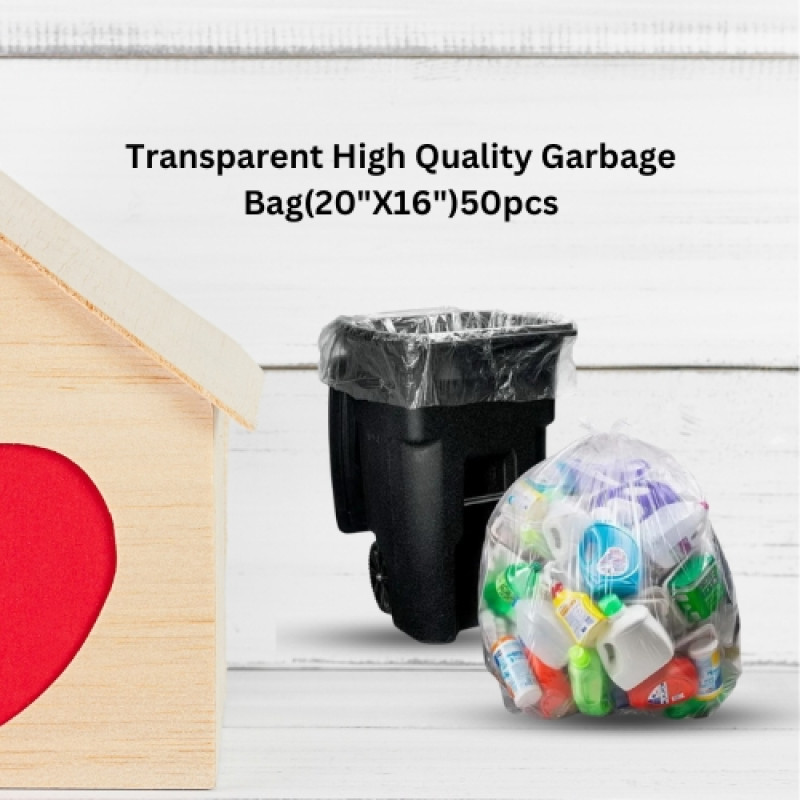 Transparent (20" X16") 50PCS Trash Bag / Poly Bag / Garbage Bag / Moyla Felar Bag / Polibag