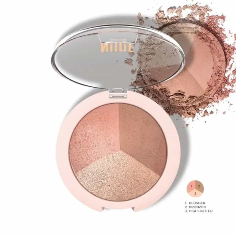 Golden rose Nude look baked trio face powder