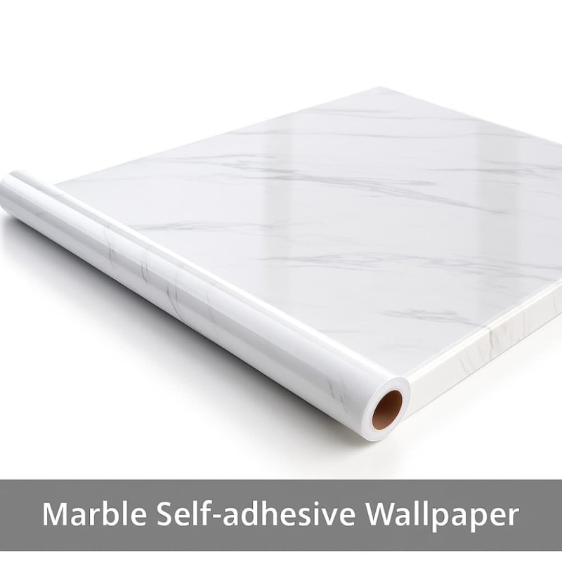 Marble PVC Self-Adhesive Waterproof Wallpaper – Kitchen Cabinet & Furniture Renovation (Jazz white )