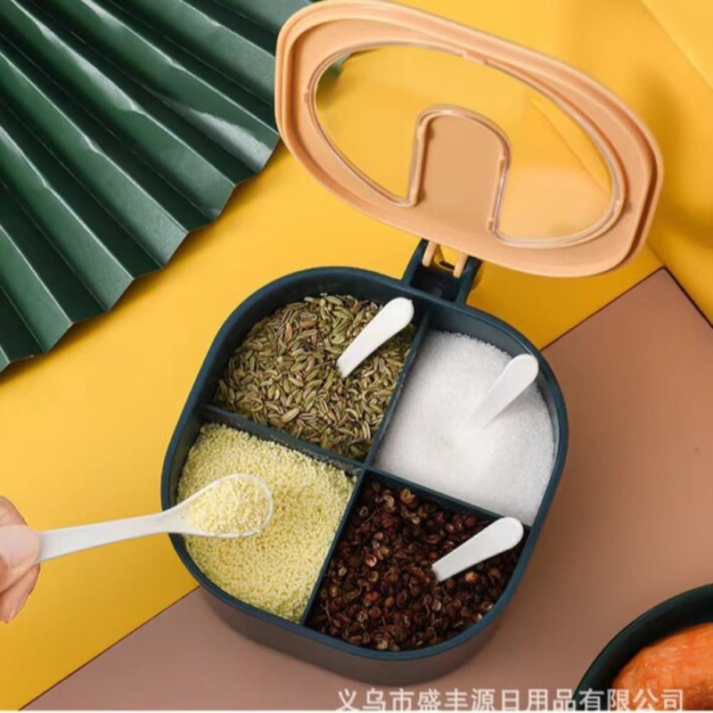 Ceramic 4 in 1 Condiment Jars & Spice Storage Set with Spoons