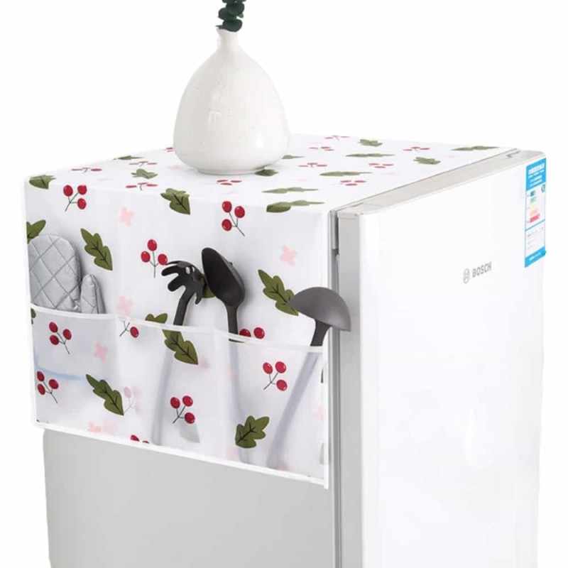 "PEVA Fridge Cover, Dustproof Cloth, Hang Bag Storage, Single Door Fridge Protection Cover"leaf