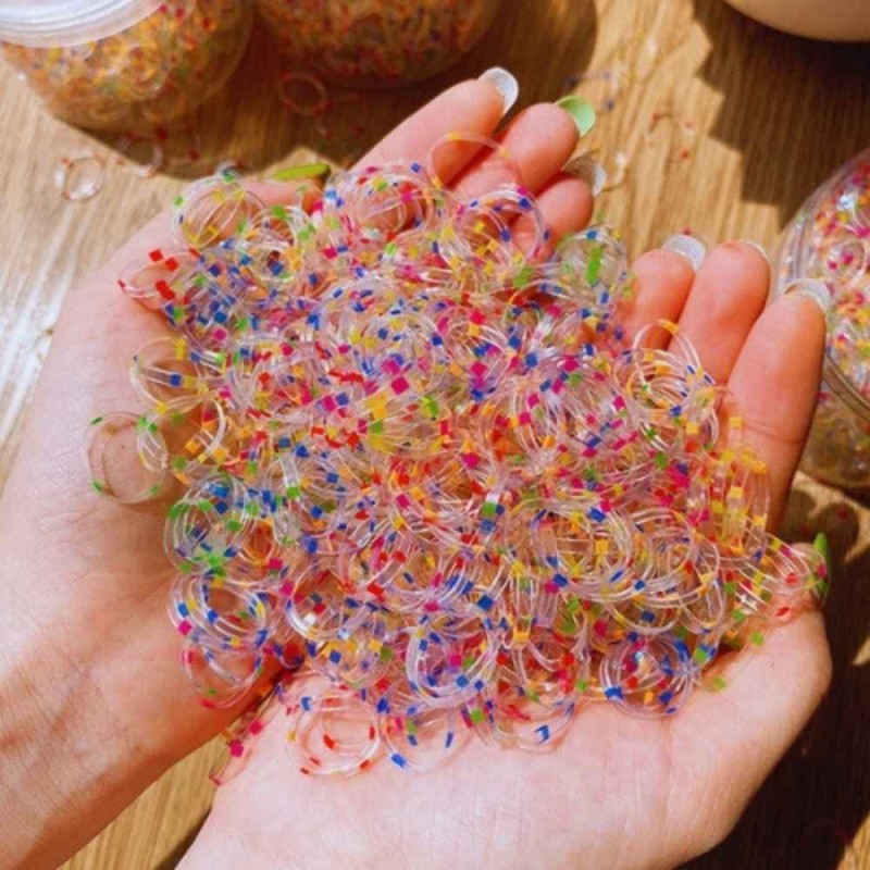 "Soft & Stretchy (500 Pcs) Colorful Rubber Bands Kids Hair Ties"