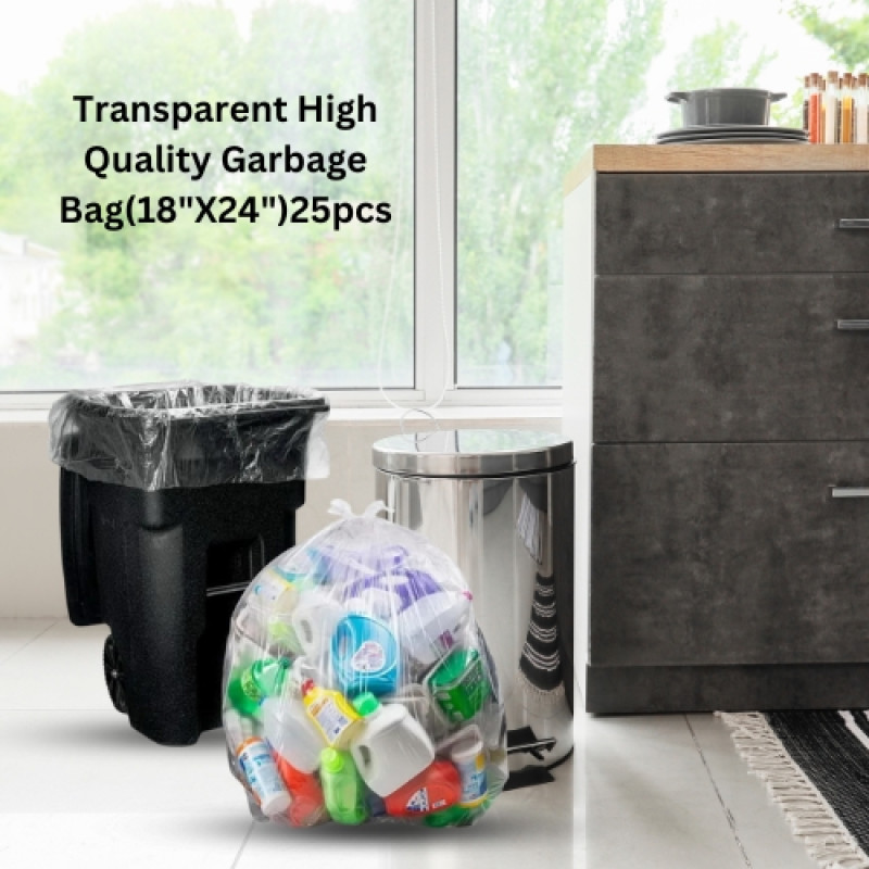 Transparent High Quality Garbage Bag /Trash Bag/Waste Bag (24" X18")(25pcs)