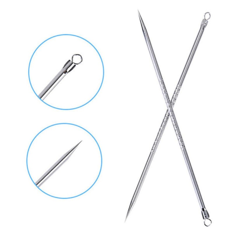 Stainless Steel Double-Head Bron Stick Acne Needle Blackhead Remover Tool Pimple Spot Extractor