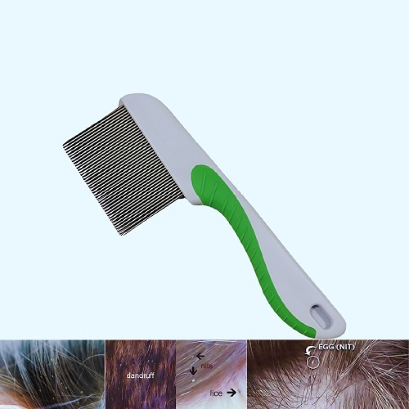 Long Non slip Handle Short Effective hair lice comb with big steel bristles