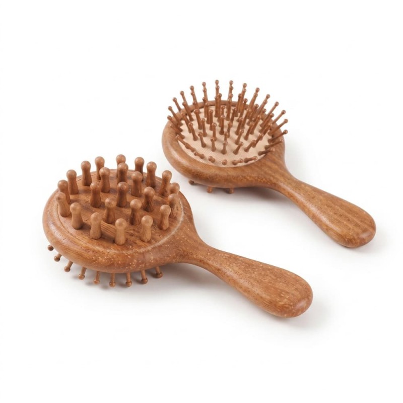 2-in-1 Sandalwood Wooden Hair Brush & Scalp Massager