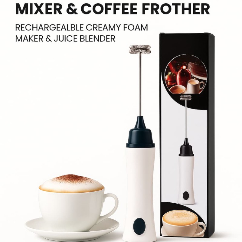 Hand Liquid Mixer & Coffee Frother – Rechargeable Creamy Foam Maker & Juice Blender