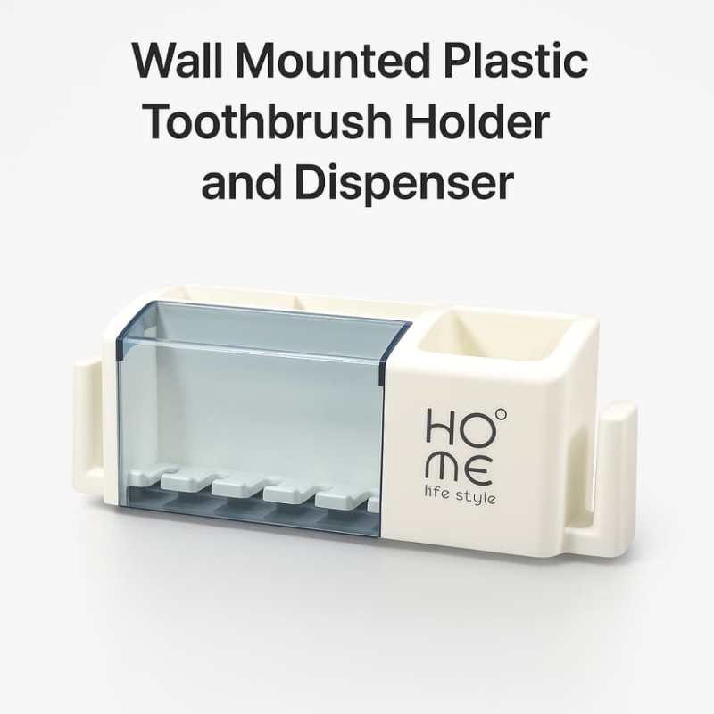 Wall Mounted Plastic Toothbrush Holder and Dispenser