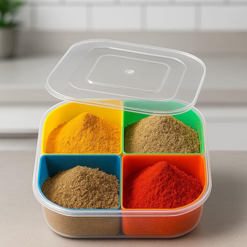 Mosala Dani Square Box – 1 Pc BP Plastic with 4 Small Spice Bowls