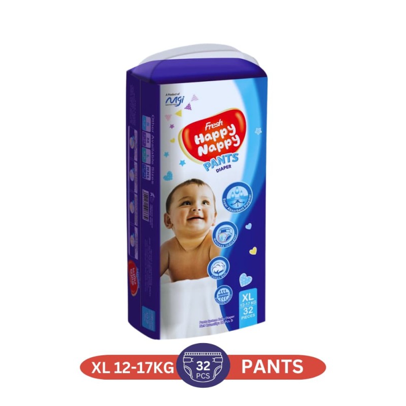 Fresh Happy Nappy Pant Diaper XL Size (12-17 Kg) - 32 Pcs Standard Pack