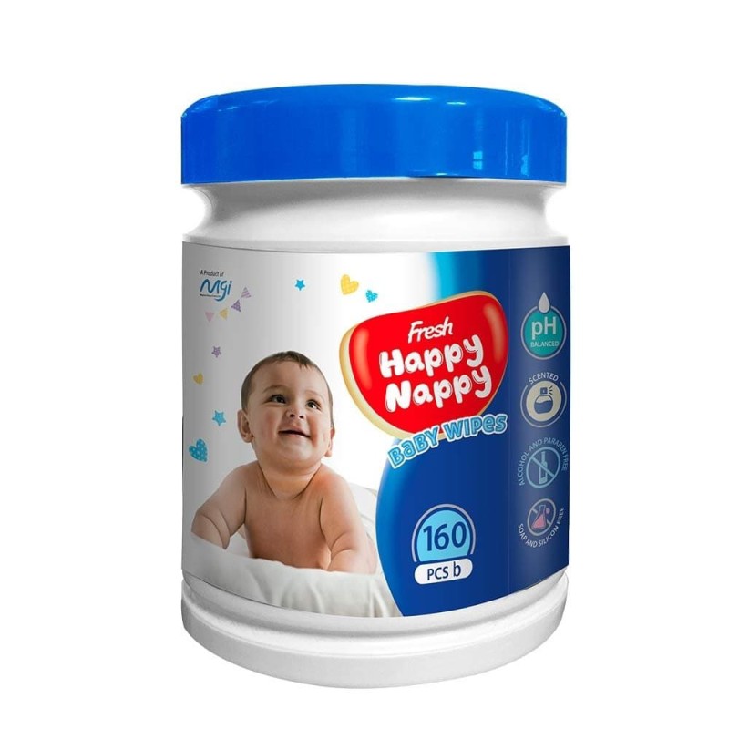 Fresh Happy Nappy Baby Wipes (Jar) 160pcs