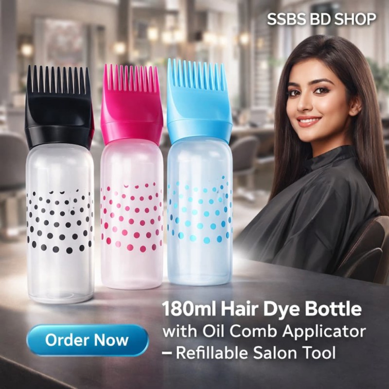 180ml Hair Dye Bottle with Oil Comb Applicator – Refillable Salon Tool
