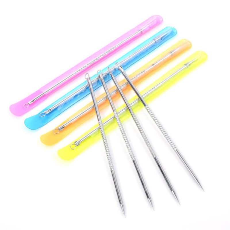 Stainless Steel Double-Head Bron Stick Acne Needle Blackhead Remover Tool Pimple Spot Extractor