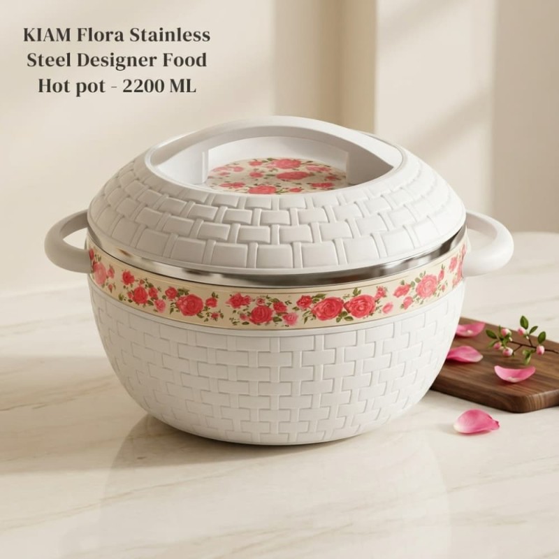 KIAM Flora Stainless Steel Designer Food Hot pot - 2200 ML