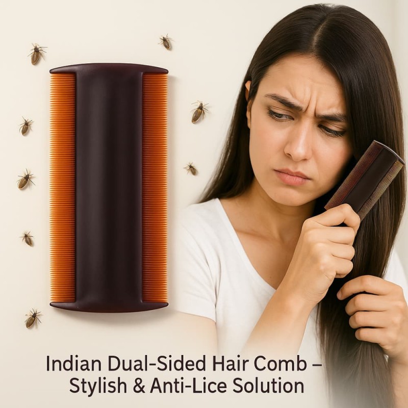Indian Dual-Sided Hair Comb – Stylish & Anti-Lice Solution