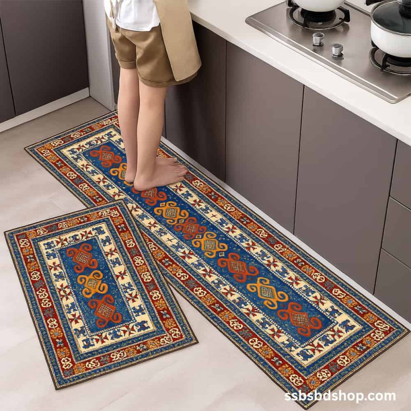 3D Geometric Anti-Slip Kitchen Floor Rug Set-Coad 03