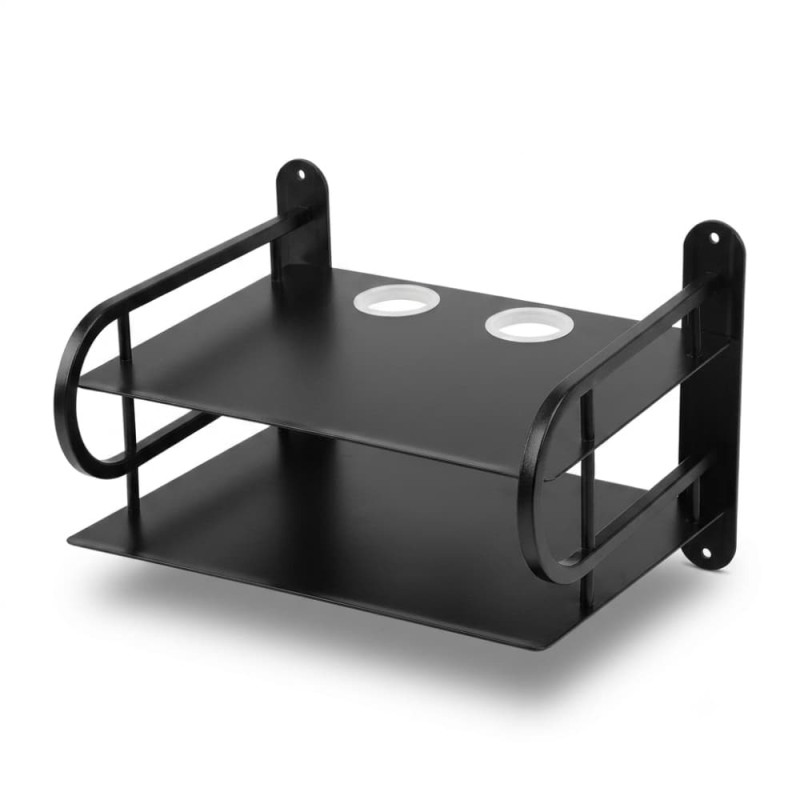 Z-Color Black Metal WiFi Router & TV Box Wall Shelf with Cable Organizer