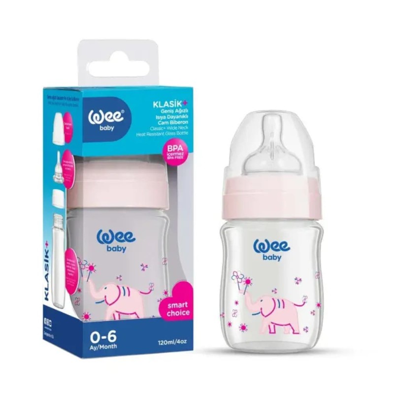 Wee Baby Classic Wide Neck Heat Resistant Glass Bottle 120 ML