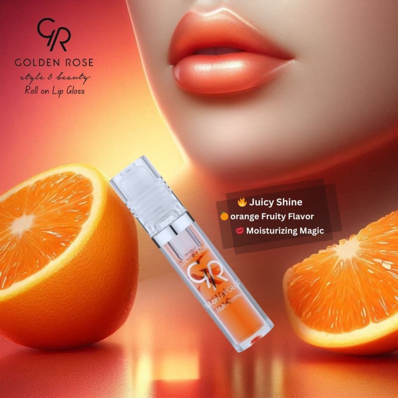 Golden Rose Roll on Lip Gloss-Orange