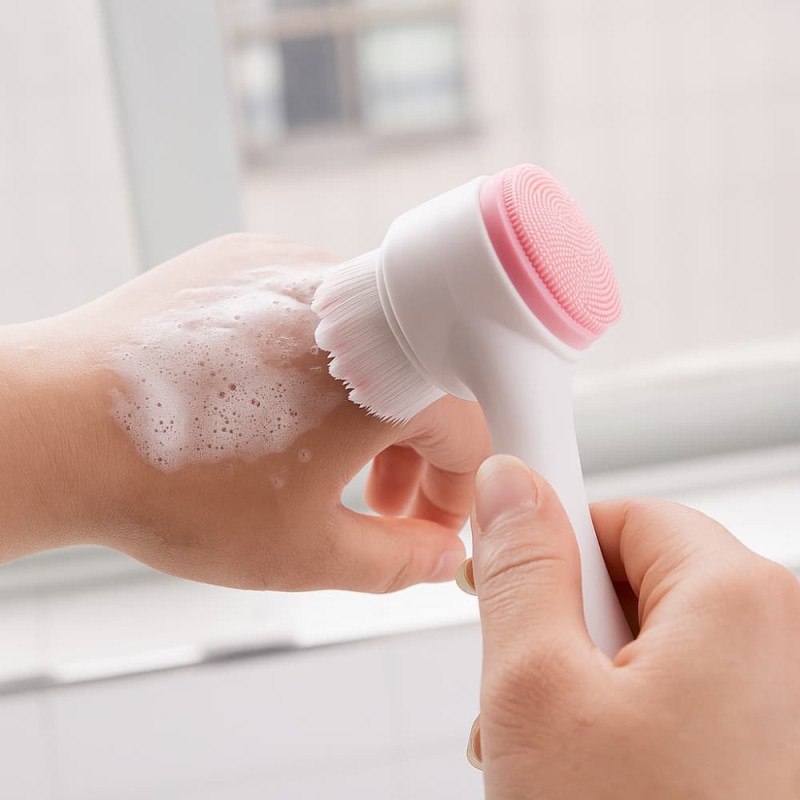 Silicone 3D Face Cleansing Brush – Double-Sided Soft Wool & Makeup Remover Tool
