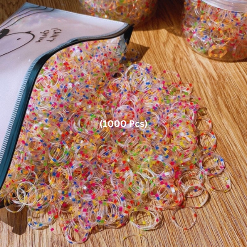 "Soft & Stretchy (1000 Pcs) Colorful Rubber Bands Kids Hair Ties"