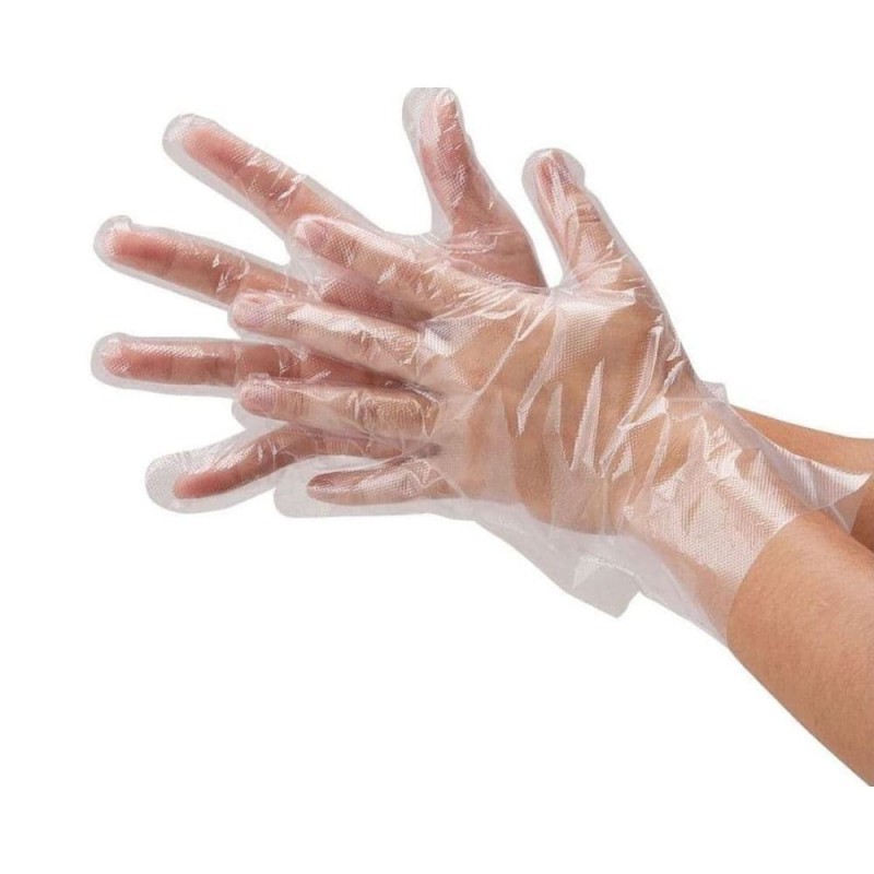 Pack of 100 Embossed Polyethylene Gloves - Free Size