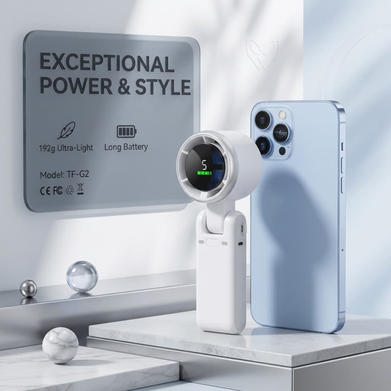 N607 Turbo High-Speed Handheld Fan with Digital Display