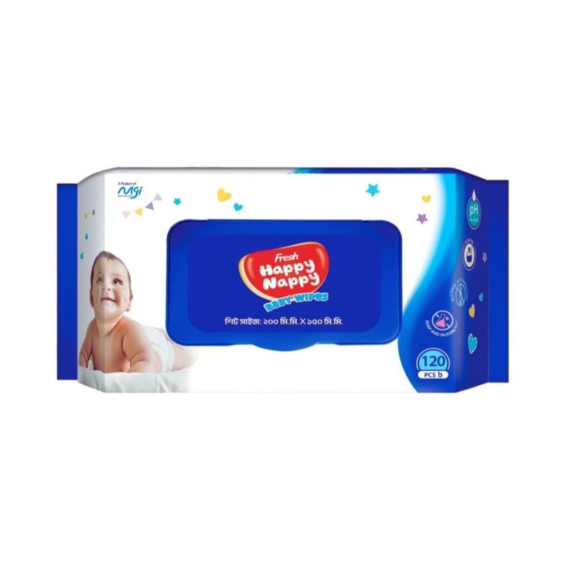 Fresh Happy Nappy Baby Wipes (Pouch Pack) 120pcs