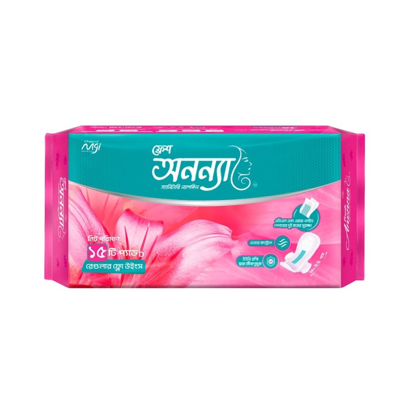 Fresh Anonna Sanitary Napkin (Regular Flow Wings) 15Pcs Pads