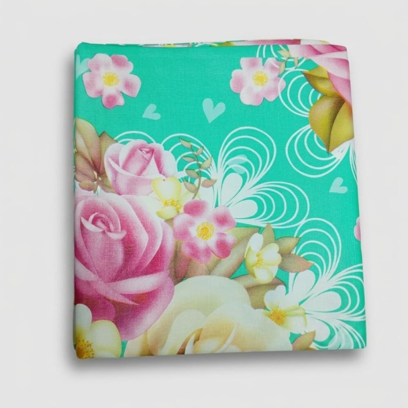 Waterproof Floral Rexine Bed Mat 6x7 Ft 03