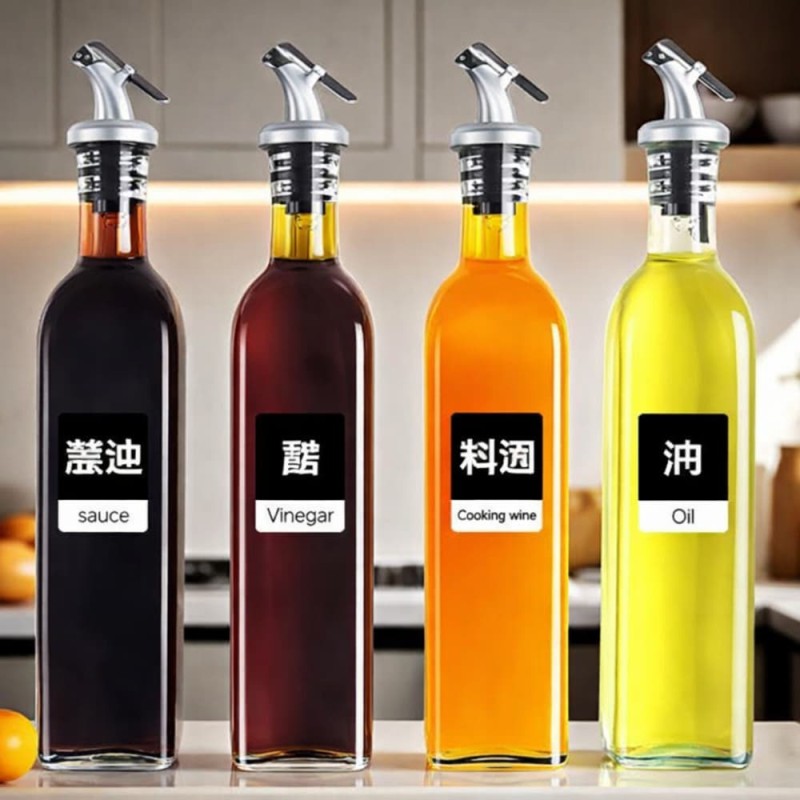 500ML Glass Oil Bottle with Scale – Leak Proof Design